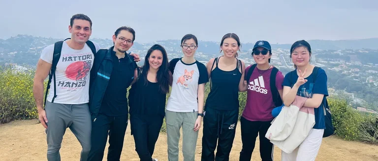 Lab group hiking at Temescal Canyon